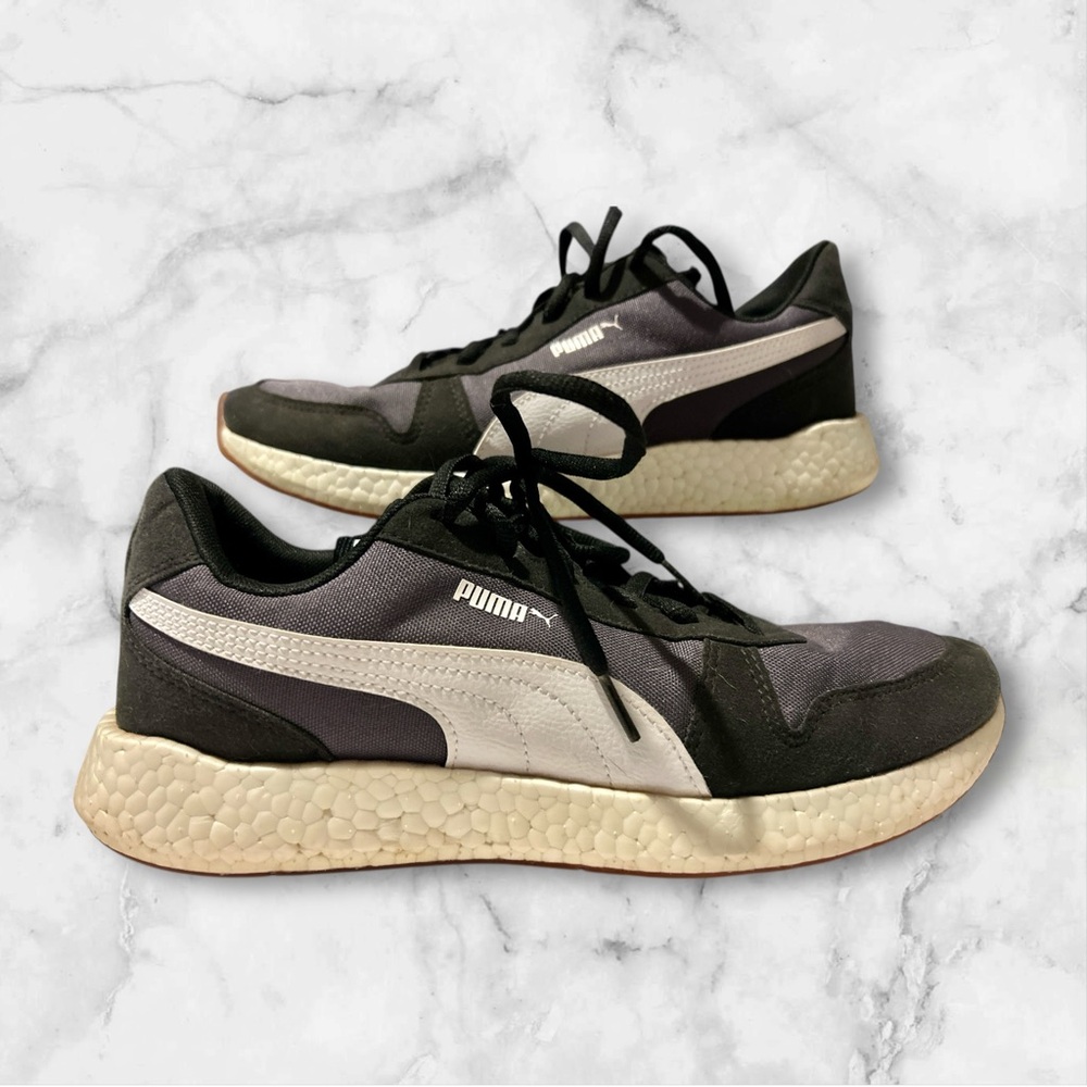 Puma Men's NRGY Neko Black Gray & White Retro Running Sneakers in 9.5